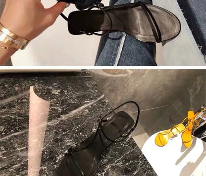 Thin Strap Sandals Women's Summer New with A Single Buckle Strap Womens Shoes Thin Heels with Exposed Toes High-heeled Sandals
