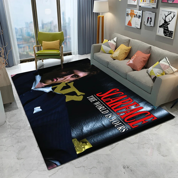 3D Printing Movie Scarface Tony Carpet Rug for Home Living Room Bedroom Sofa Doormat Decor,kids Play Area Rug Non-slip Floor Mat