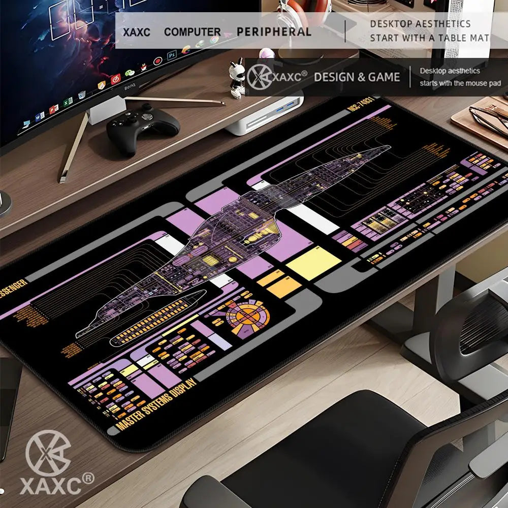 Black S-Stars T-Treks Mouse Pad Large Keyboard Mouse Desk Pad XXL Non-Slip Rubber Gaming Mouse Pad Laptop Mouse Carpet XAXC
