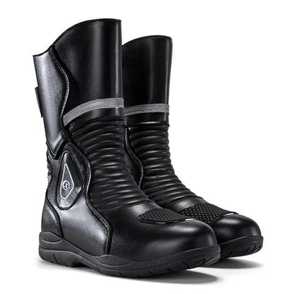 Hot Men Leather Moto Boots High Top Waterproof, Anti-collision Motorcbike Boots Breathable, Anti-skid, Safe Outdoor Riding