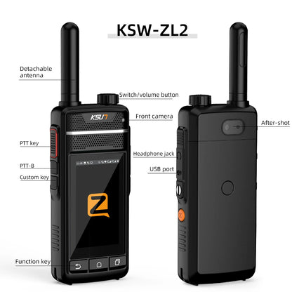 Global POC Walkie Talkie Compatible Zello Visual Walki Talki Wifi GSM Blue Tooth NFC GPS FM Radio Smart Walkie Talkie KSUT ZL2