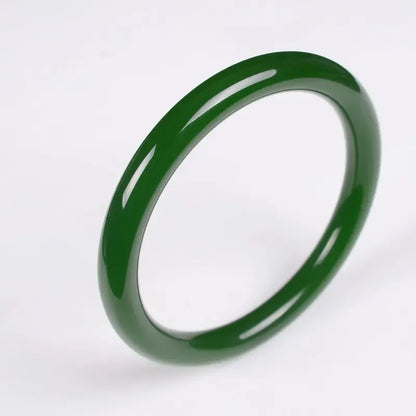 Natural Hetian Jasper Bracelet Green  White Jade Fine Round Female Jingle Bangles Fashion Exquisite Luxury Jewelry Holiday Gifts