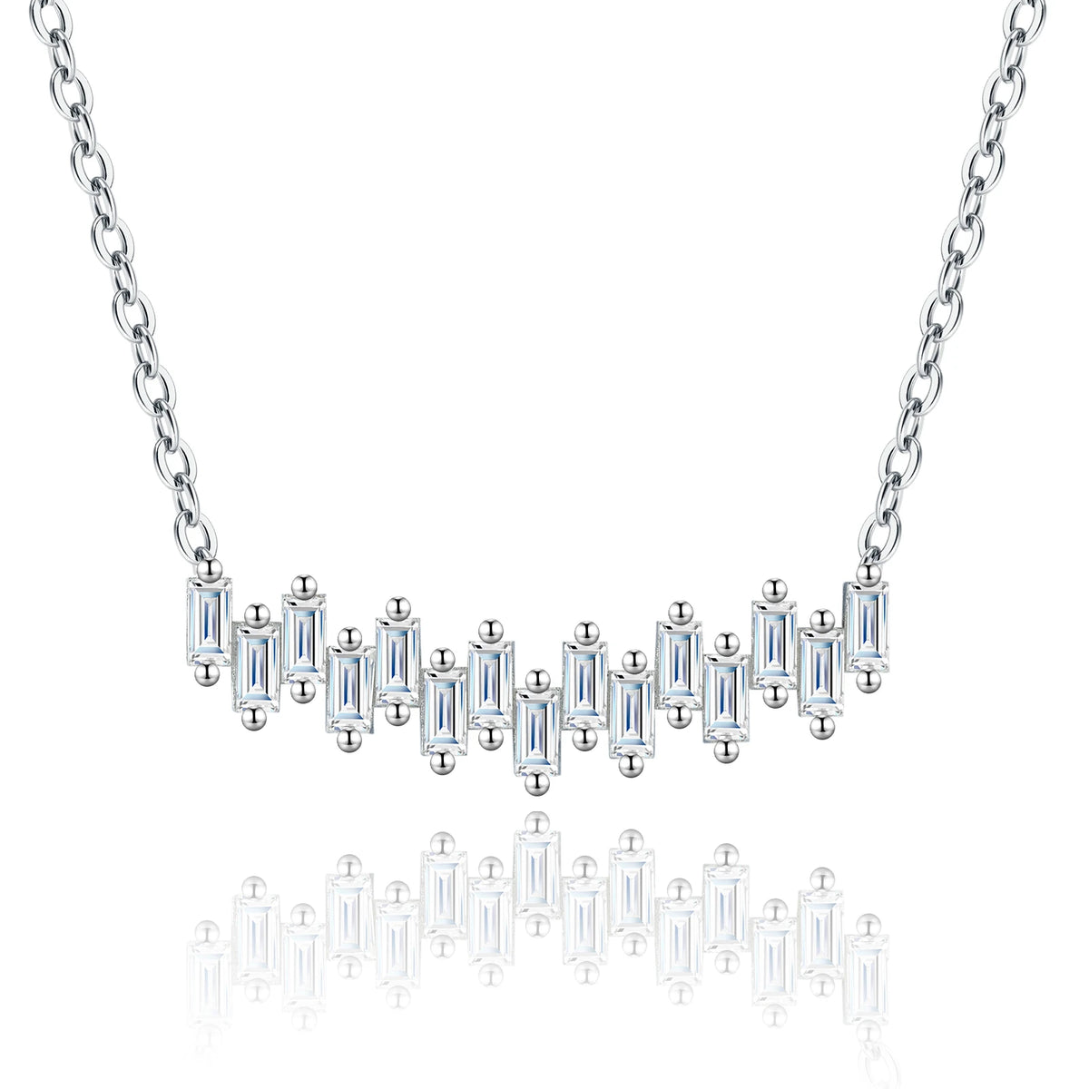 GRA Certified Moissanite Necklace 925 Sterling Silver, Baguette Cut V-Shape Clavicle Chain D Color VVS1 Fine Jewelry