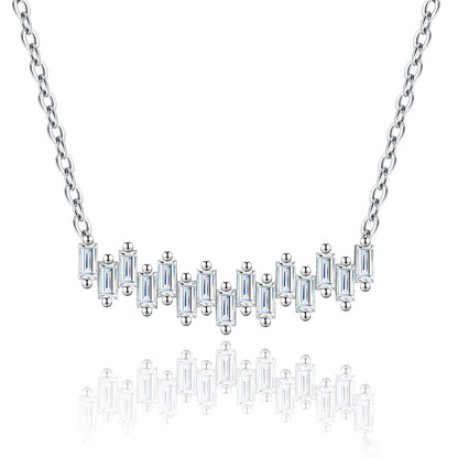 GRA Certified Moissanite Necklace 925 Sterling Silver, Baguette Cut V-Shape Clavicle Chain D Color VVS1 Fine Jewelry