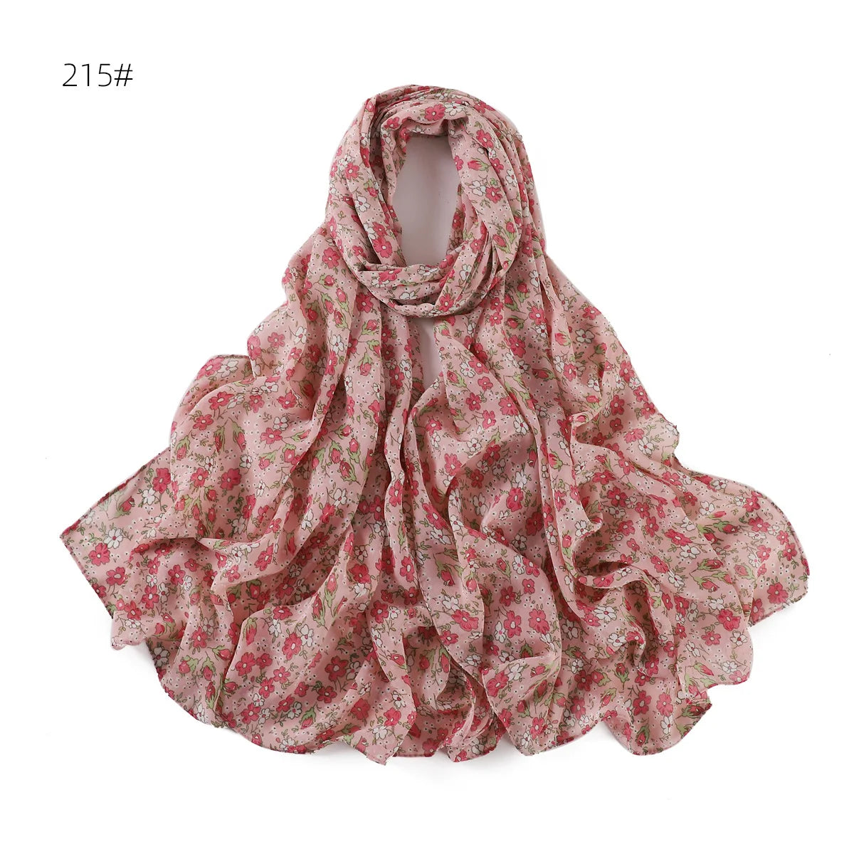 66 Colors Pearl Chiffon Printed Hijab Scarf New Fresh Small Floral Polka Dot Sunscreen Silk Scarf Shawl Turbans for Women Hijabs