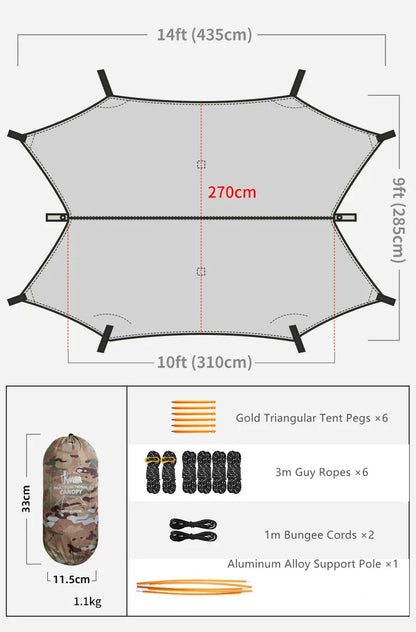 2025 TRAVELER NEW MC Camo Hammock Tent Set with Mosquito Net & Sunshade - Anti-Roll Design for 1-2 Person Outdoor Camping