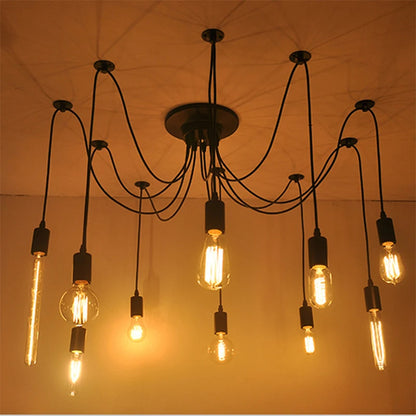 DIY Spider Lights Vintage Chandelier Edison Industrial Hanging Lamp Ceiling Multiple Pendant Light Kitchen Farmhouse Living Room