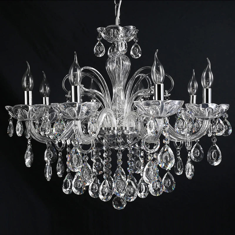 New Modern Candle Cognac Color Crystal Chandelier Living Room Large Light Atmosphere Restaurant Bedroom Lobby Hotel Hanging Lamp