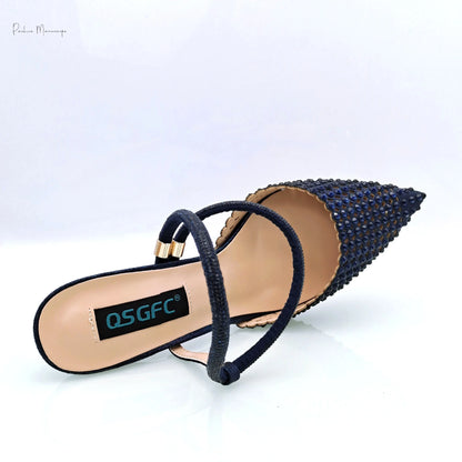 Navy Blue New Design Envelope Style Ladies Bag And High Heels Nigerian Fashion Ladies Shoulder Bags For Party Or Commuting