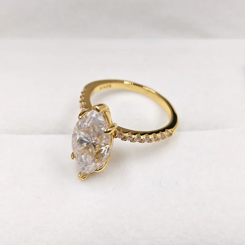 4CT Marquise Cut Moissanite Bridal Rings Set Lab Diamond Opening Engagement Ring Set for Women 925 Sterling Silver Eternity Band