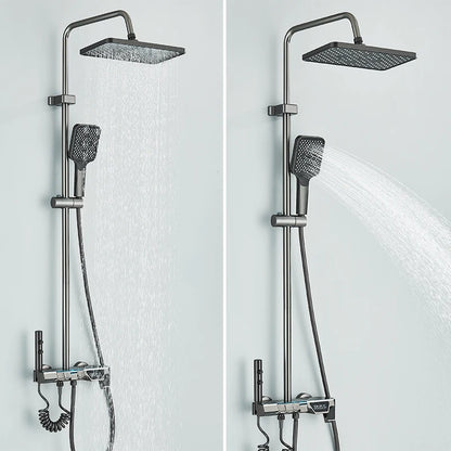 Rozin Gray Bathroom Shower Faucet Set Smart Digital Display Piano Style Rainlfall System Mixer Tap with Bidet / Hand Shower