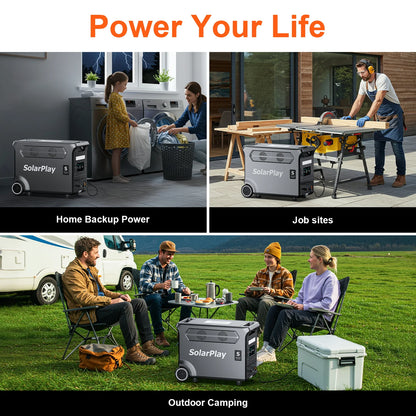 3840Wh 3600W Portable Power Station Solar Generator with Foldable Cart