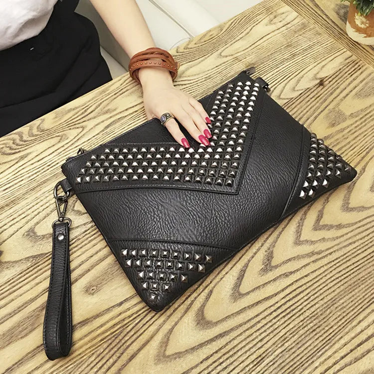 Envelope Clutch Bag for Women Luxury Design Handbags Fashion Rivet Party Evening Clutches For Ladies Shoulder Bag A4 Briefcase