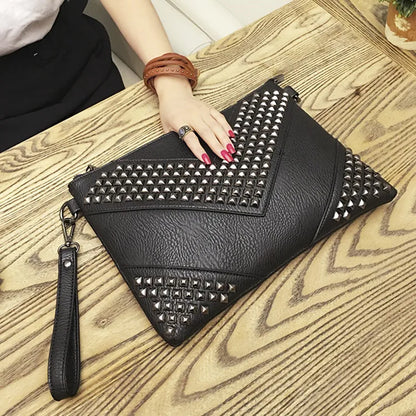 Envelope Clutch Bag for Women Luxury Design Handbags Fashion Rivet Party Evening Clutches For Ladies Shoulder Bag A4 Briefcase