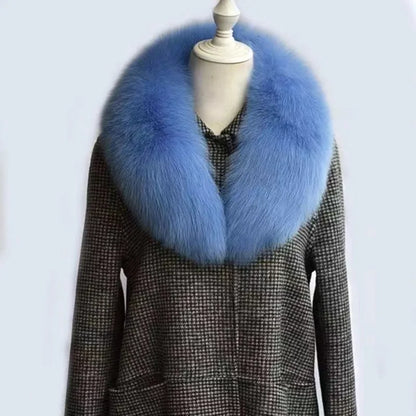 Winter Real Fox Fur Collar Woman Furry Natural Raccoon Fur Scarf Shawls Luxury Neck Warmer Wraps For Coat Fur Scarves Large Size