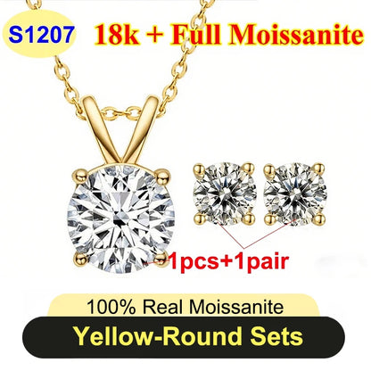 Full Shape 1-3ct Moissanite Women's Moissanite Jewelry Sets 925 Silver Plated 18k Gold D Color Necklace Earrings For Women Gift