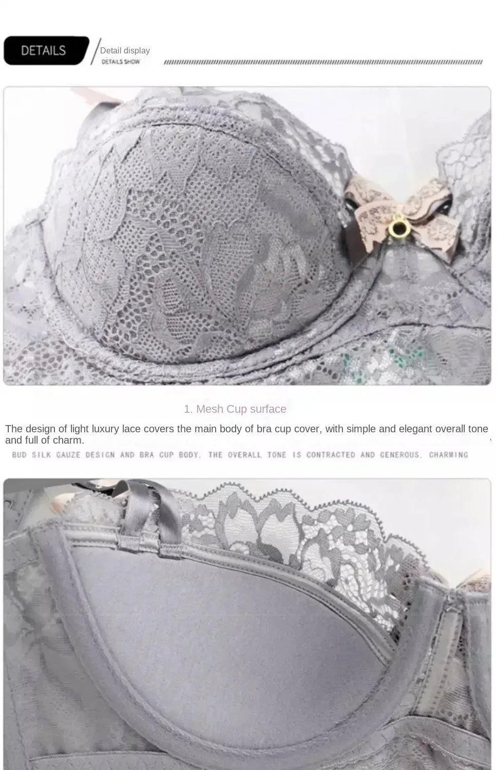 MOYISU French Romantic Lace Comfortable Breathable セクシー Tushy Slim Bra Collection Pure Desire Girls Push Beautiful Underwear SET