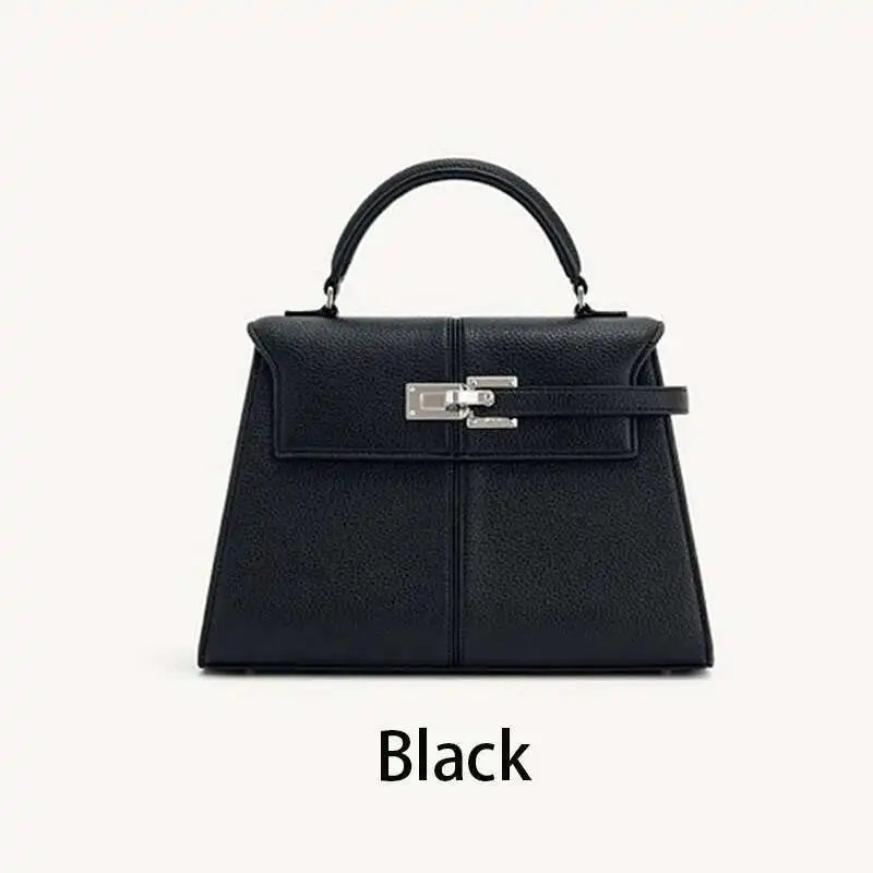 2026 New Trapezoidal Genuine Leather Women Handbag Niche Fashion Versatile Top Handle Luxury Ladies Shoulder Crossbody Purse