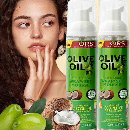 100Ml Olive Oil Hold & Shine Wrap/Set Mousse Soft Curly Hair Mousse Wavy Braids Hair Wrapping Foam Good Smell