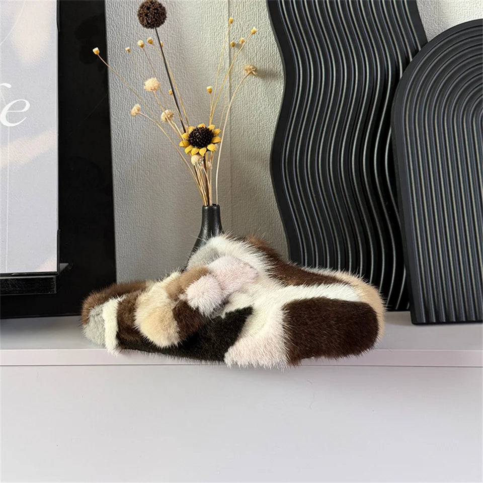 Slippers Shoes for Women 2026 Flat Real Fur Mink Slippers Soft Indoor Women's Slippers Flip Flops Woman Luxury Designer Shoes