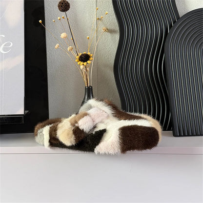 Slippers Shoes for Women 2026 Flat Real Fur Mink Slippers Soft Indoor Women's Slippers Flip Flops Woman Luxury Designer Shoes