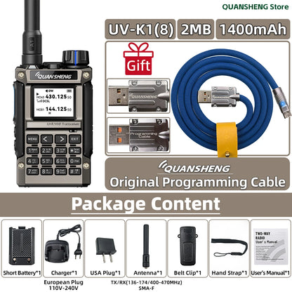 Quansheng UV K1 8 MINI Walkie Talkie Long Range Camping Emergency FM AM Ham Communication Radio Transceiver Wireless Set Walkier