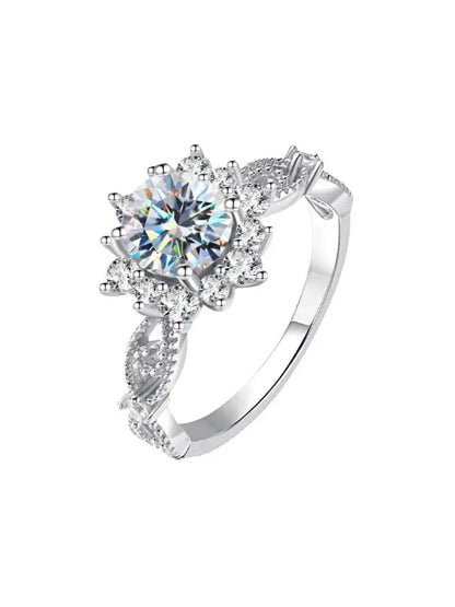 1CT Certified Moissanite Diamond Flower Ring for Women's Daily Party Wear Real 925 Sterling Silver Luxury Fine Jewelry