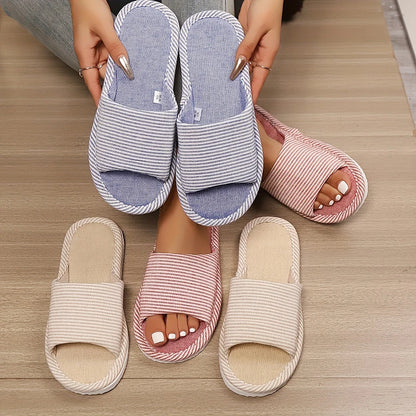 Hemp Casual Women's Slippers Home Flats Spring Summer Luxury Designer Woman Shoes Fashion 2026 Indoor Slides Soft Sole Elegant