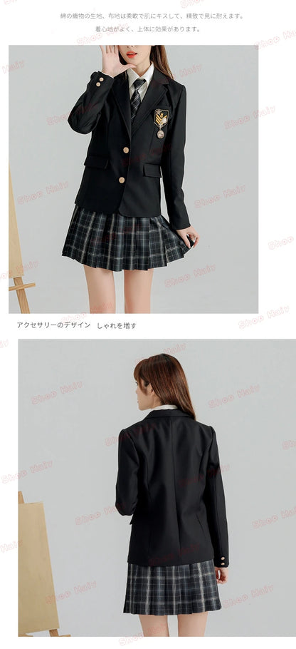 JK Japanese School Uniform Jacket Girls Multicolor Graduation Outfit for Harry Magic Academy with Sexy Pleated Skirt Tie Set New