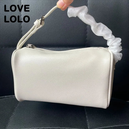 2025 New Luxury 90s Pen Holder Bag Genuine Soft Cowhide & Suede Mini Crossbody Bag Hand-Carry Vintage Shoulder Purse for Women