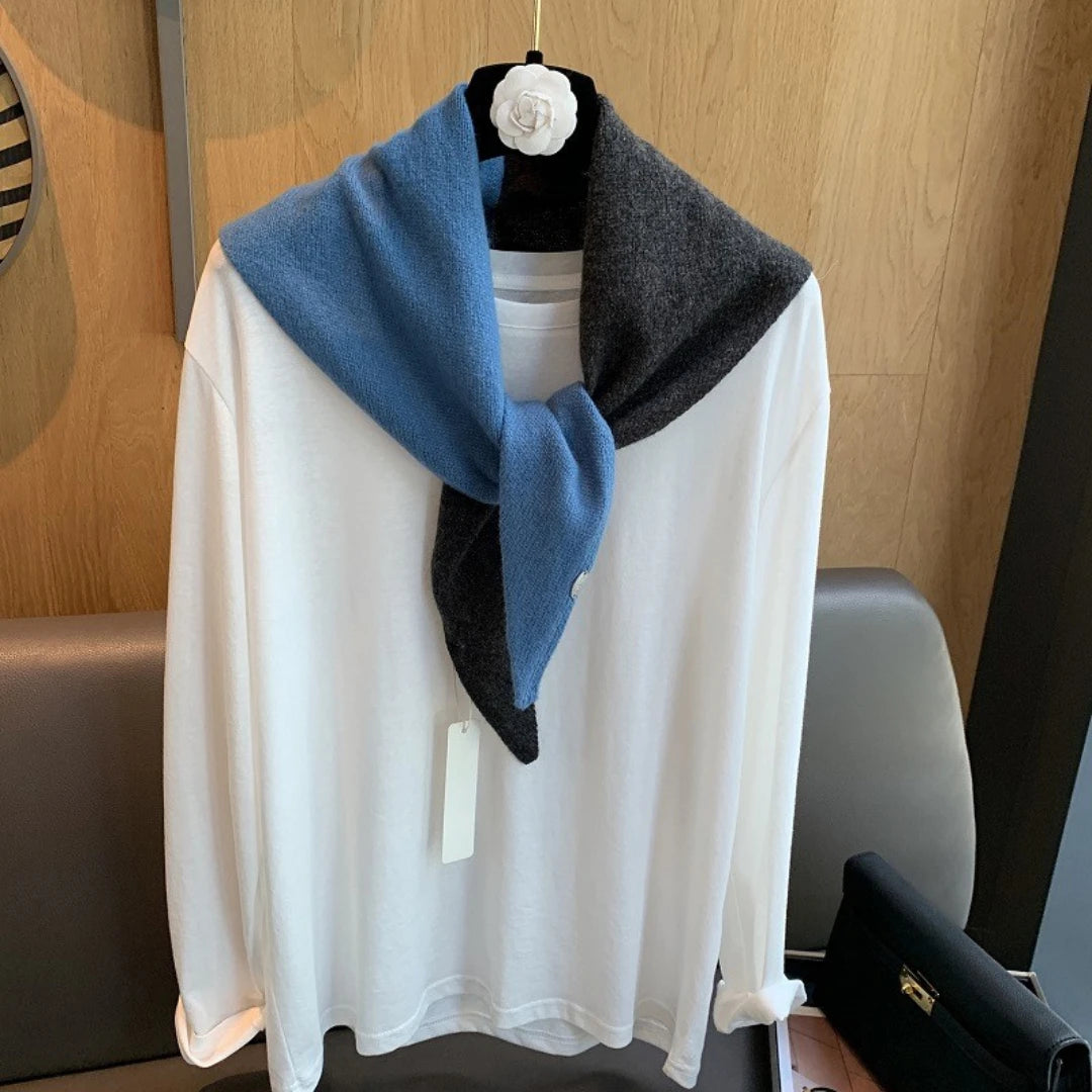 Women Sided Color Knitted Triangle Scarf Fashion Wool Turban Shawl Light Neck Wrap Multi-purpose for Daily and Travel Outfits
