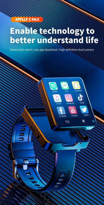 New LOKMAT APPLLP 2 MAX 4G Smart Watch Men 2.64 Inch Large Screen 4GB 64GB Google Play Game Waterproof Android 11.0 Smartwatch