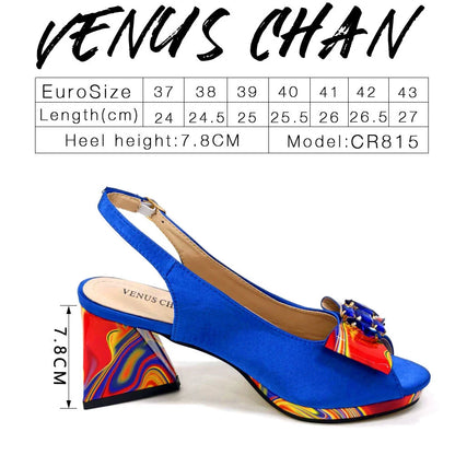 Venus Chan 2024 Fashion Purple Color Painted Rhinestones Elegant Peep Toe Sandals Shoes and Bag Set Italian Heels for Womens