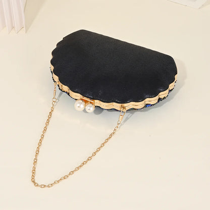 Shell Shape Women's Clutch Bag Sequin Purses and Handbags Luxury Designer Retro Embroidery Evening Bag Female Party Handbag