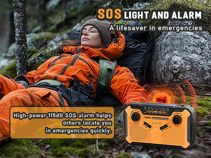 3000mAh Portable Emergency Solar Power Radio Hand Crank Charging AM/FM Weather Radio Led Reading Flashlight Bank Phone Charger