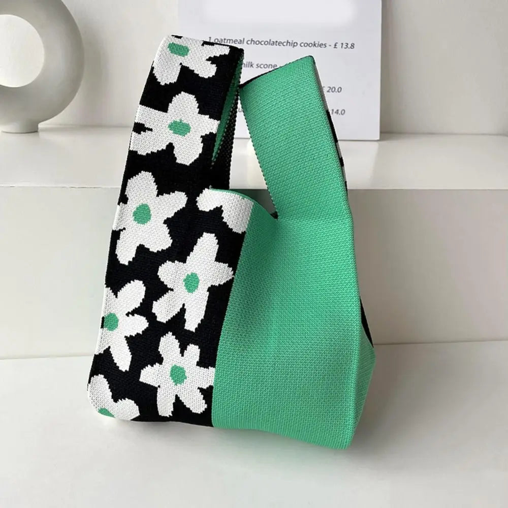 Handmade Knit Handbag Niche Design Knot Wrist Bag Reusable Mini Tote Bag Women Girls  Shoulder Bag New Fashion Shopping Bags