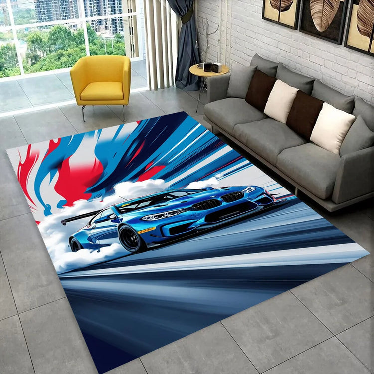 3D E36 Racing Car Motorcycle Rug Carpet for Living Room Bedroom Decor,kids Play Non-slip Decoration for Sofa Doormat Gift