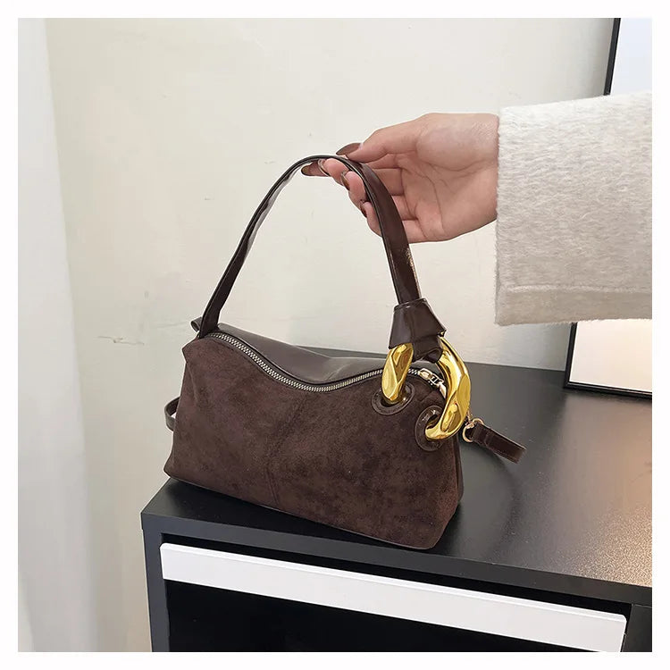 New Matte Suede Women's Shoulder Bag For Gift, Ladies Fashion Handbags Crossbody Bags For Daily Used