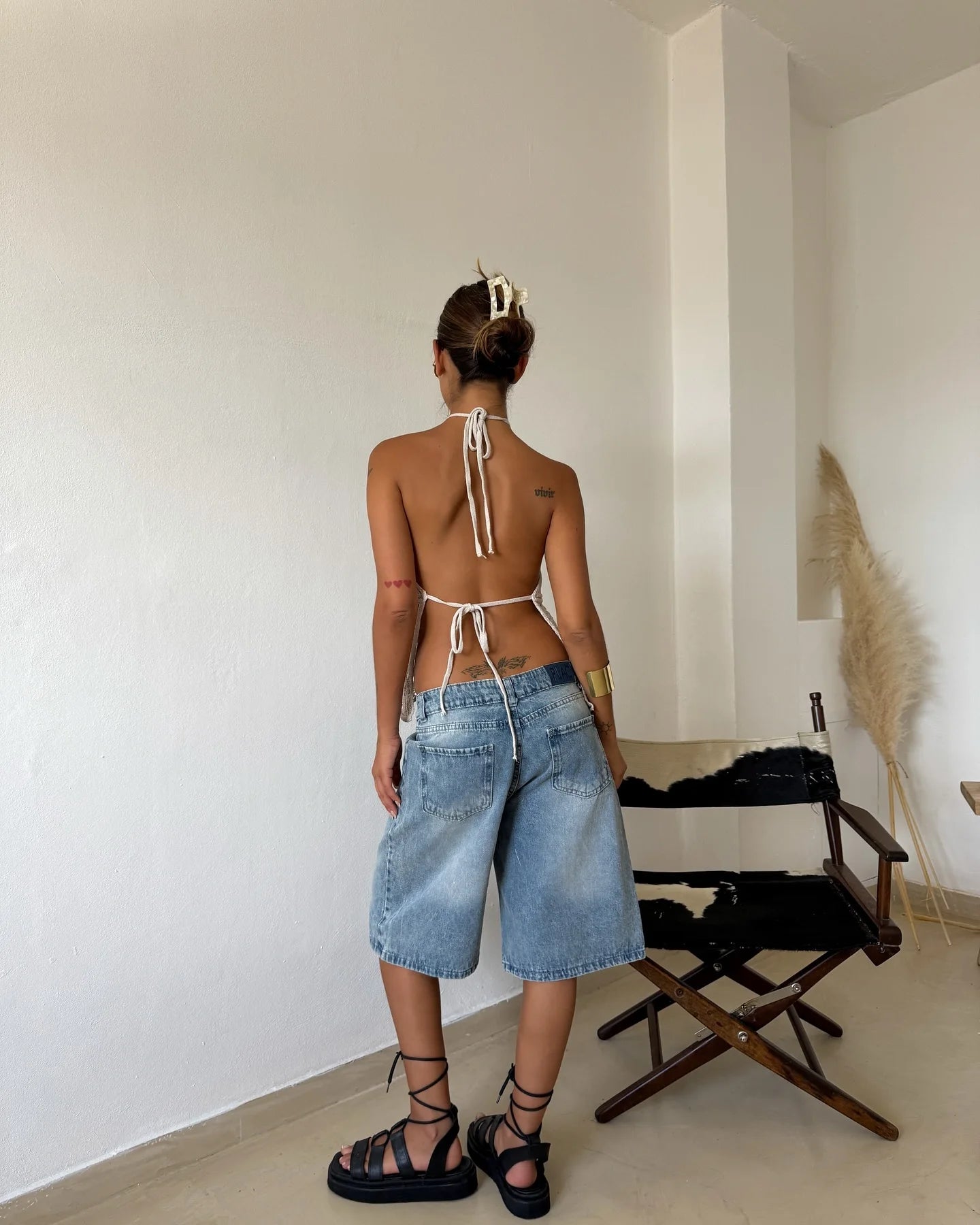 2026 New Style Women's Sleeveless  Knitted Halter Top, with Open Slit and Crochet Mesh Geometric Texture Sleeveless Draping Loose Top, Shipped from American Warehouse, Fast Delivery, Bohemian Style for Spring and Summer Outfi