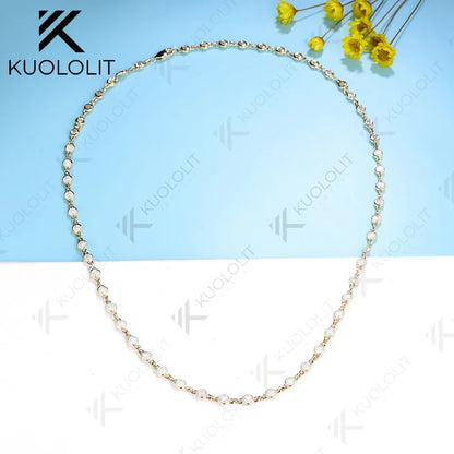 Kuololit 3.5CTW Moissanite Necklaces for Women Men Solid 14K 10K Gold 925 Silver Chain Tennis Necklace for Engagement Christmas