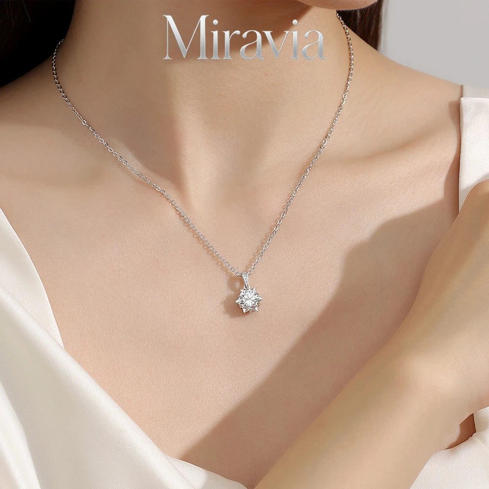 1-2CT Moissanite Pendant Necklace D Color VVS1 Lab Grown Diamond for Women Wedding Engagement 925 Sterling Silver Fine Jewelr