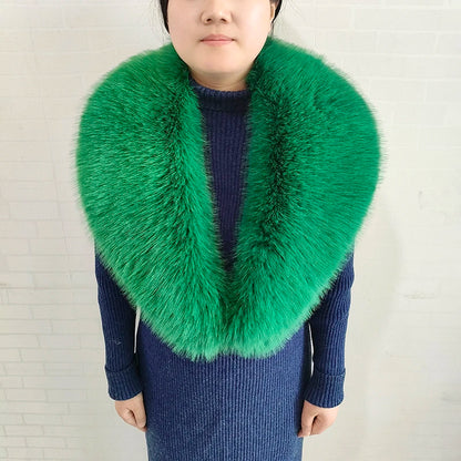 Large Women Faux Fox Fur Scarf Winter Jackets Warm Fluffy Shawl Fashion Artificial Fur Collar And Cuff Set Fluffy Scarves Female