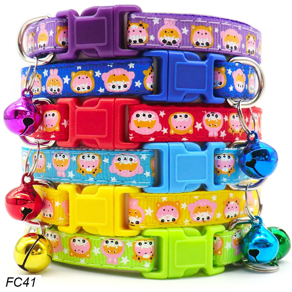 100Pcs Dog Collar With Bells Adjustable Customize Necklace Puppy Kitten Collar Accessories Pet Shop Products Rabbit Neck Strap