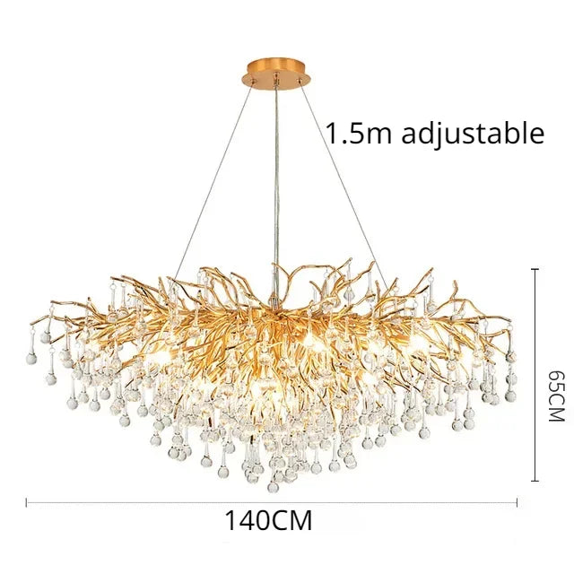 Rectangle Luxury Gold Crystal Chandelier For Dining Living Room Lobby Kitchen Table Modern Lurxy Gold Crystal Celling Chandelier