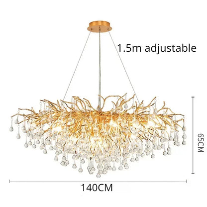 Rectangle Luxury Gold Crystal Chandelier For Dining Living Room Lobby Kitchen Table Modern Lurxy Gold Crystal Celling Chandelier