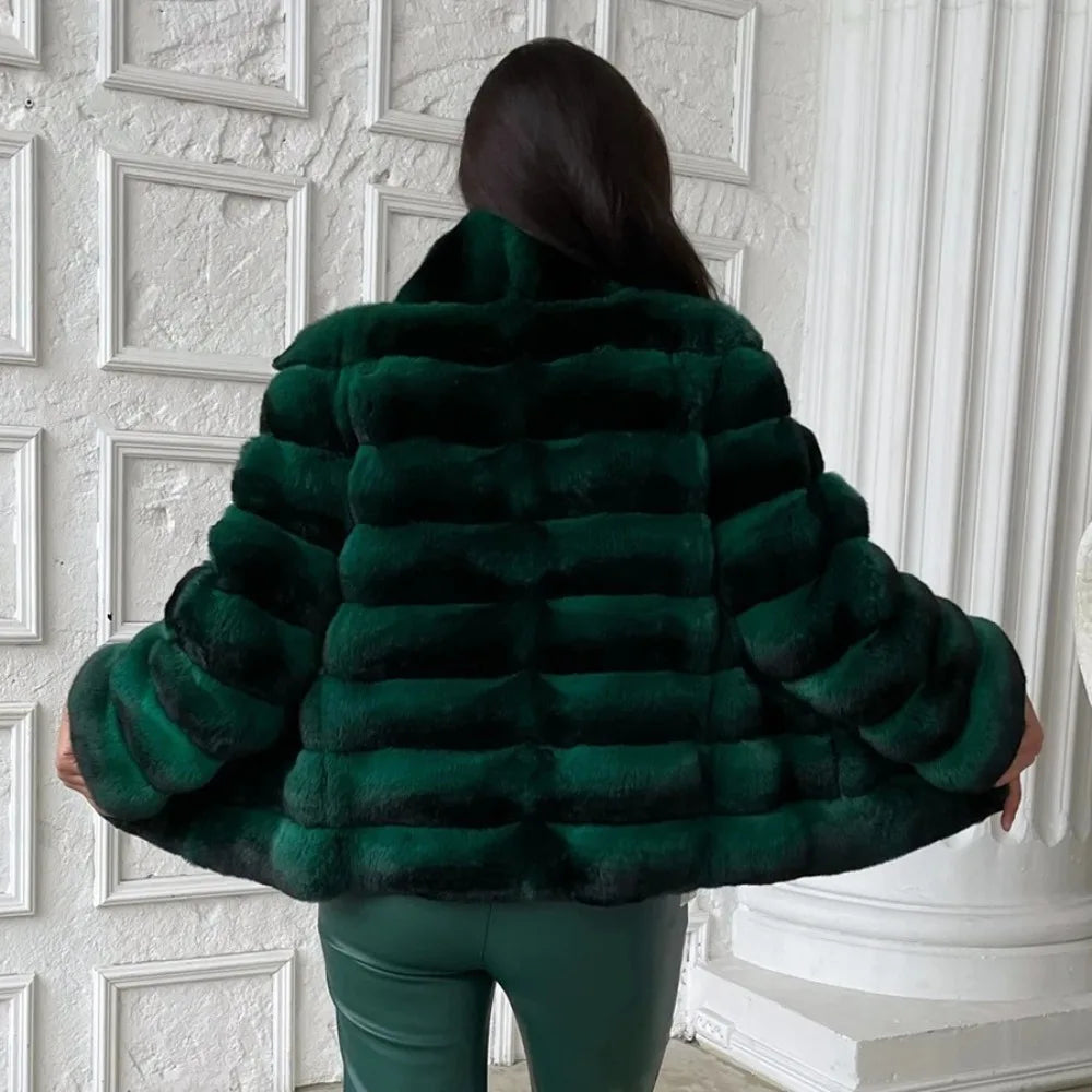 Womens Genuine Fur Jacket Real Rex Rabbit Fur Coat Winter Women Natural Short Coat Luxury Real Fur Coat Thick Warm Natural Fur