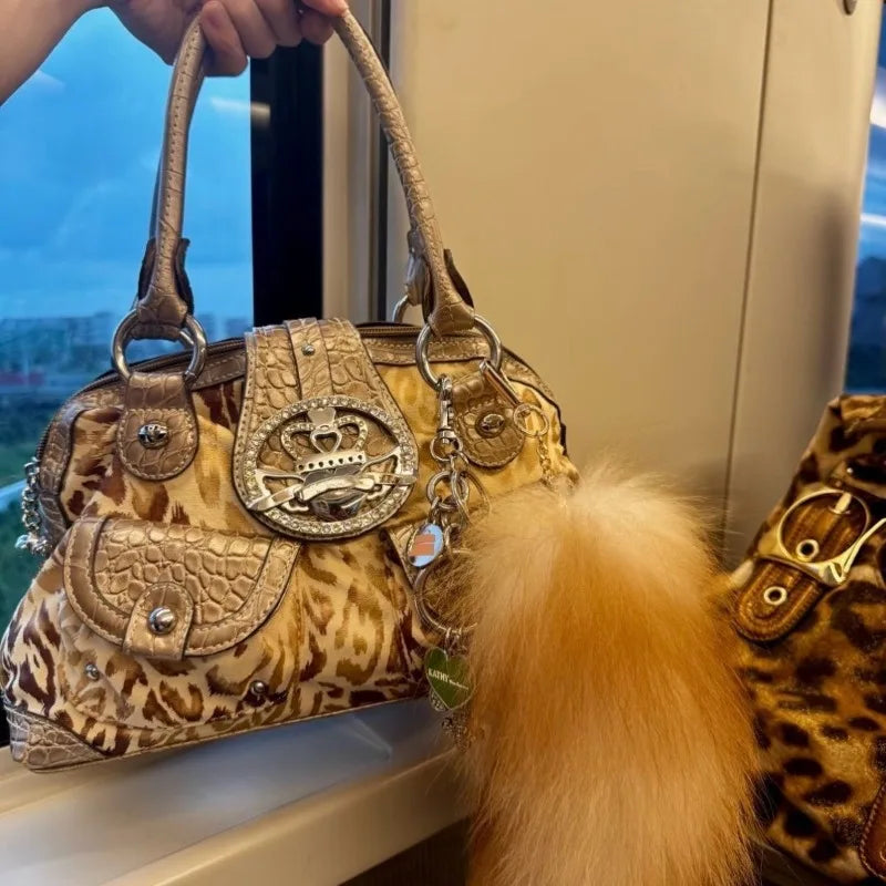 Fashionable Retro Large Capacity Crossbody Bags for Woman Shoulder Bag Leopard Print Purse and Handbag Designer Bag Bolsos Mujer