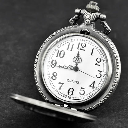 Vintage Steampunk Handsome Dragon Group Carved Quartz Pocket Watch Necklace Pendant Clock Chain Men's and Women's Gifts