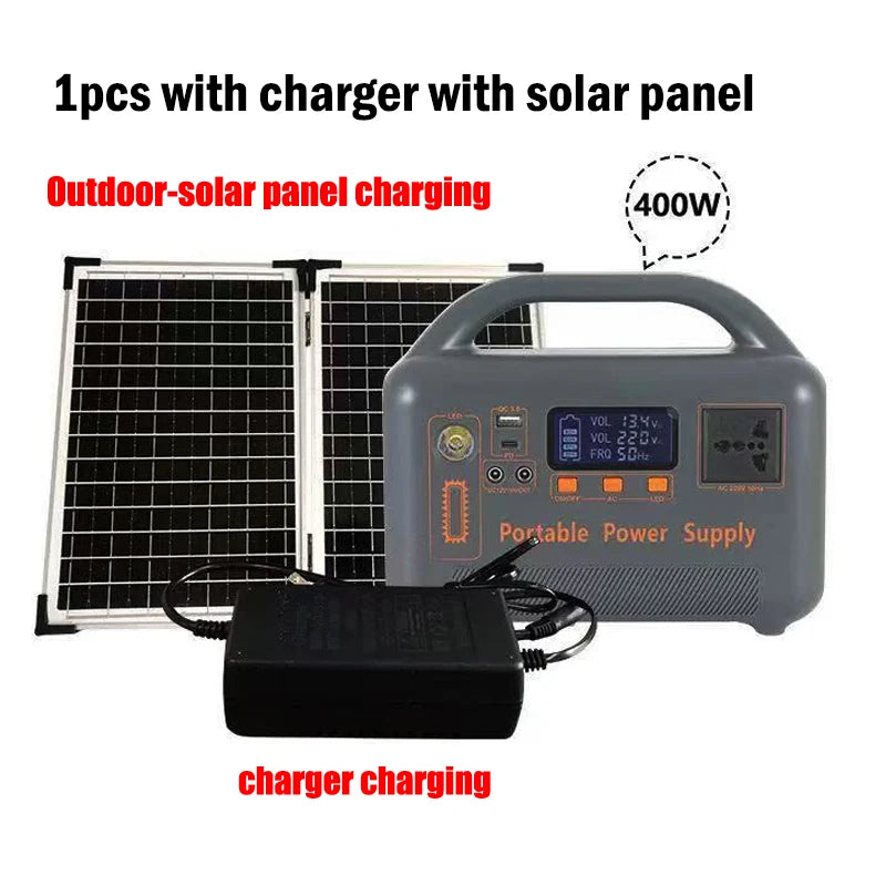 400W Portable Power Station Solar Generator 220V 192Wh LiFePO4 Power Bank for Camping Emergency Energy with Solar Panel Charger