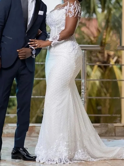 Elegant Appliques Lace Classic Mermaid Bride Wedding Dresses Bridal Gowns Customized